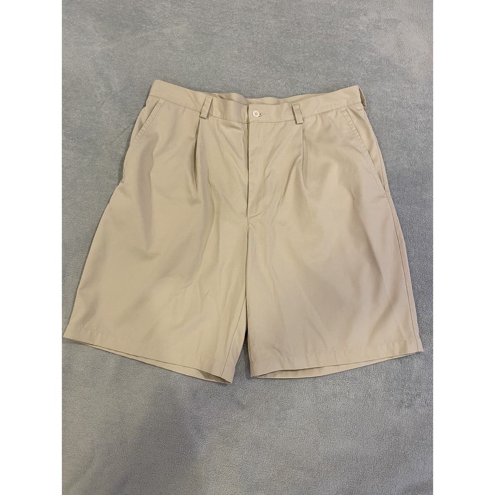 NIKE Golf Shorts Mens 38 Nike Fit Dry Chino Pleated 10" Inseam‎ Polyester Beige